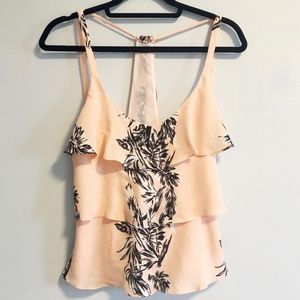 Zara Pink and Black Ruffled top